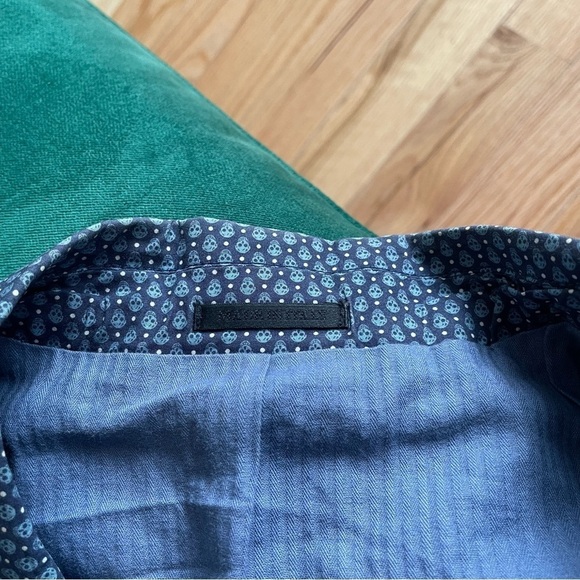 Alexander McQueen Blue Cotton Mini Skull-Print Blazer Jacket EUC Sz IT 50/US 40 - Picture 10 of 13